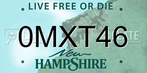0MXT46 New Hampshire License Plate