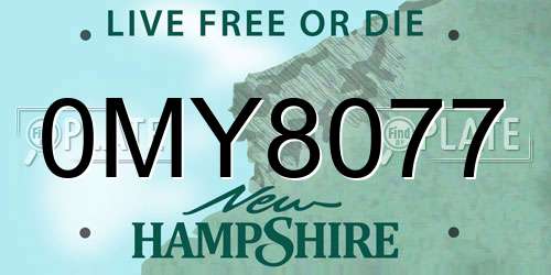 0MY8077 New Hampshire License Plate
