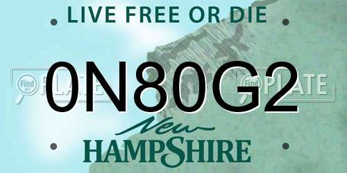 0N80G2 New Hampshire License Plate