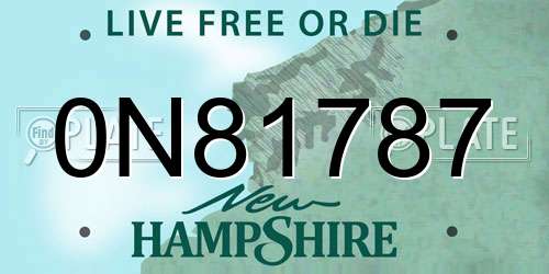 0N81787 New Hampshire License Plate