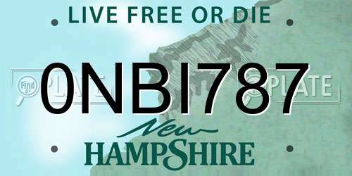 0NBI787 New Hampshire License Plate