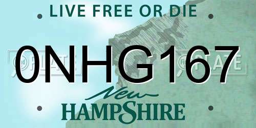 0NHG167 New Hampshire License Plate