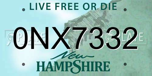 0NX7332 New Hampshire License Plate