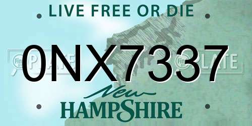 0NX7337 New Hampshire License Plate