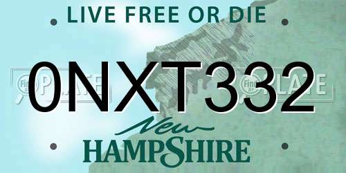0NXT332 New Hampshire License Plate