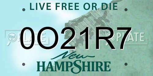 0O21R7 New Hampshire License Plate