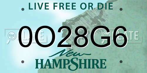 0O28G6 New Hampshire License Plate