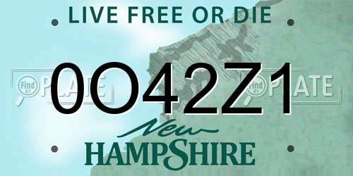 0O42Z1 New Hampshire License Plate