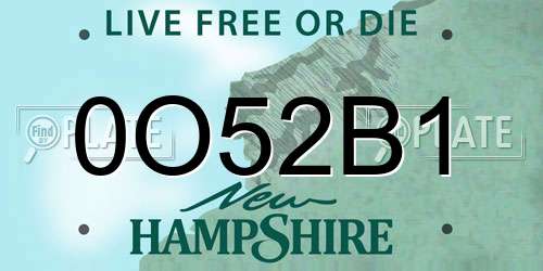 0O52B1 New Hampshire License Plate