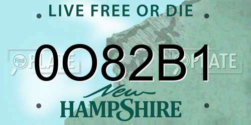0O82B1 New Hampshire License Plate