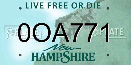 0OA771 New Hampshire License Plate