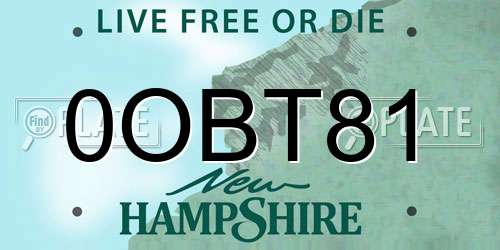 0OBT81 New Hampshire License Plate