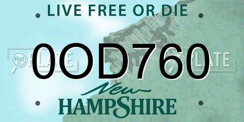 0OD760 New Hampshire License Plate