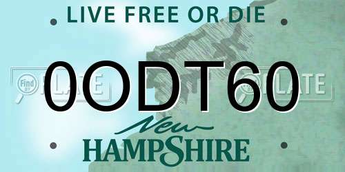 0ODT60 New Hampshire License Plate