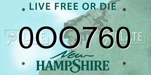 0OO760 New Hampshire License Plate