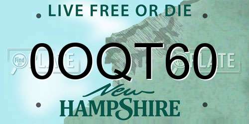 0OQT60 New Hampshire License Plate