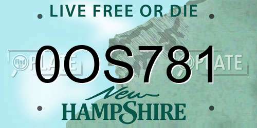 0OS781 New Hampshire License Plate