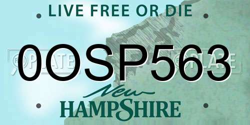 0OSP563 New Hampshire License Plate