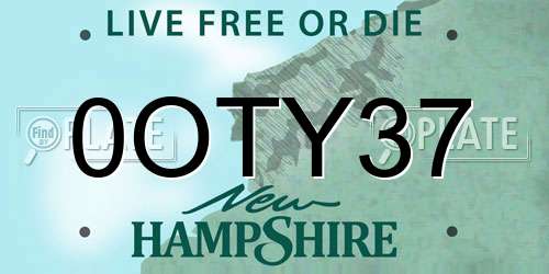 0OTY37 New Hampshire License Plate