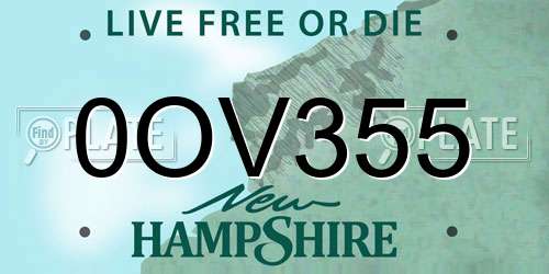 0OV355 New Hampshire License Plate