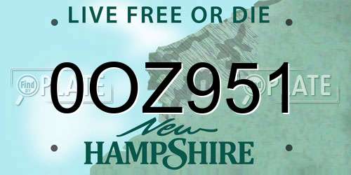 0OZ951 New Hampshire License Plate