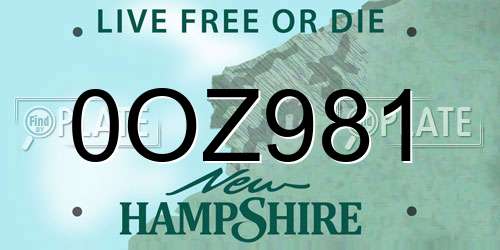 0OZ981 New Hampshire License Plate