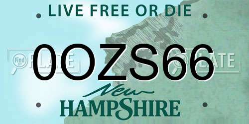 0OZS66 New Hampshire License Plate