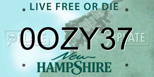 0OZY37 New Hampshire License Plate