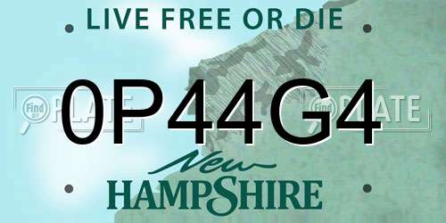 0P44G4 New Hampshire License Plate
