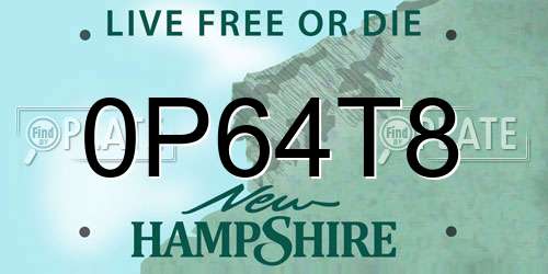0P64T8 New Hampshire License Plate