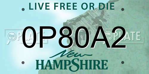 0P80A2 New Hampshire License Plate