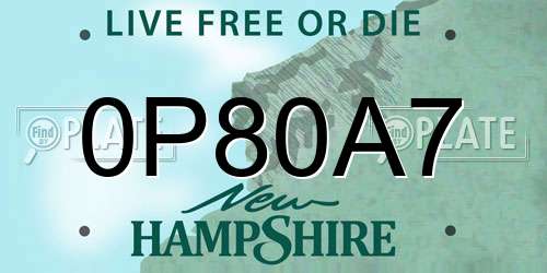 0P80A7 New Hampshire License Plate