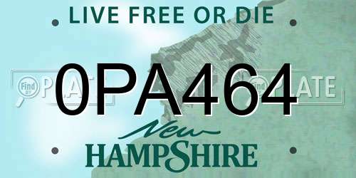 0PA464 New Hampshire License Plate