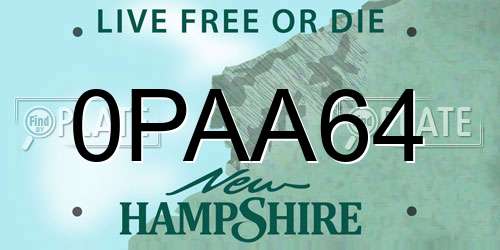 0PAA64 New Hampshire License Plate