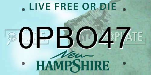 0PBO47 New Hampshire License Plate