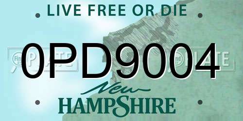 0PD9004 New Hampshire License Plate