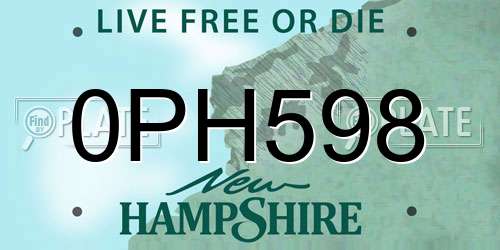 0PH598 New Hampshire License Plate
