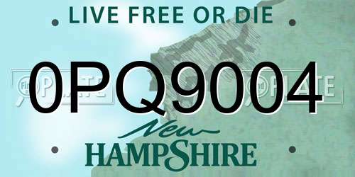 0PQ9004 New Hampshire License Plate