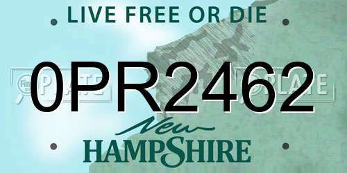 0PR2462 New Hampshire License Plate