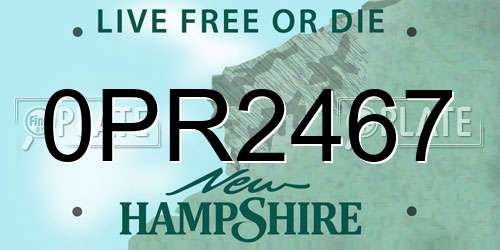 0PR2467 New Hampshire License Plate