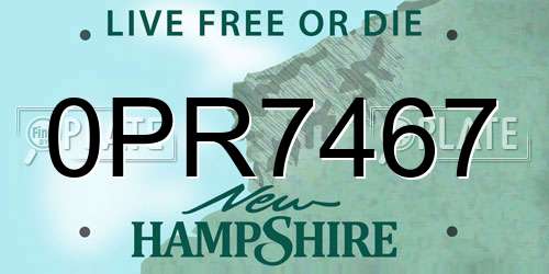 0PR7467 New Hampshire License Plate