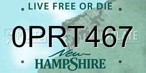 0PRT467 New Hampshire License Plate
