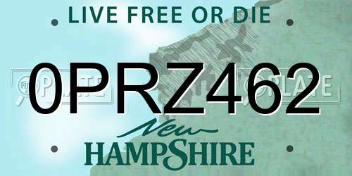 0PRZ462 New Hampshire License Plate