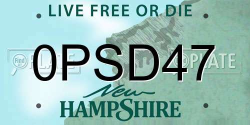 0PSD47 New Hampshire License Plate