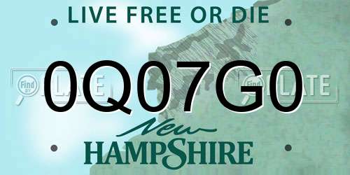 0Q07G0 New Hampshire License Plate