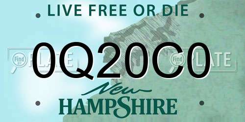 0Q20C0 New Hampshire License Plate