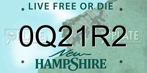 0Q21R2 New Hampshire License Plate