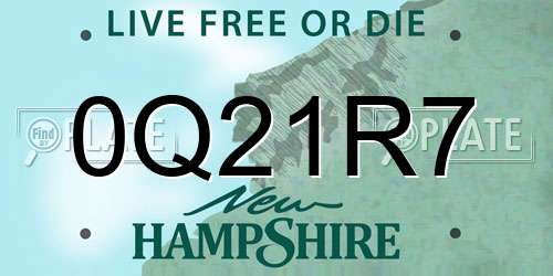 0Q21R7 New Hampshire License Plate