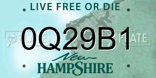 0Q29B1 New Hampshire License Plate
