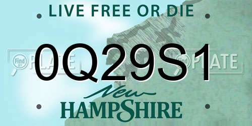 0Q29S1 New Hampshire License Plate